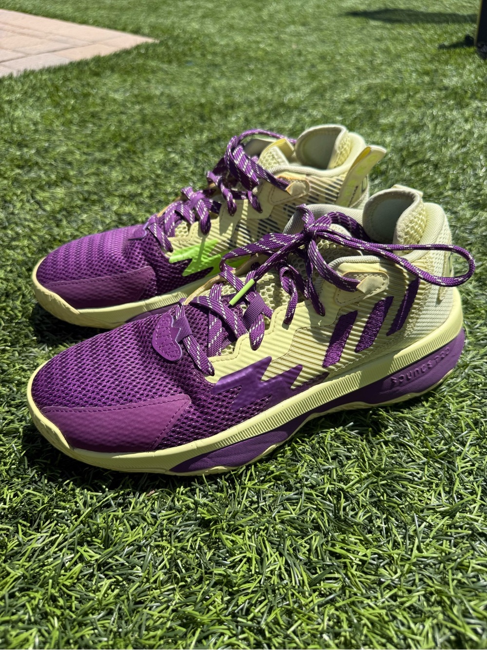 Adidas Dame Basketball Shoes – Purple/Volt Colorway